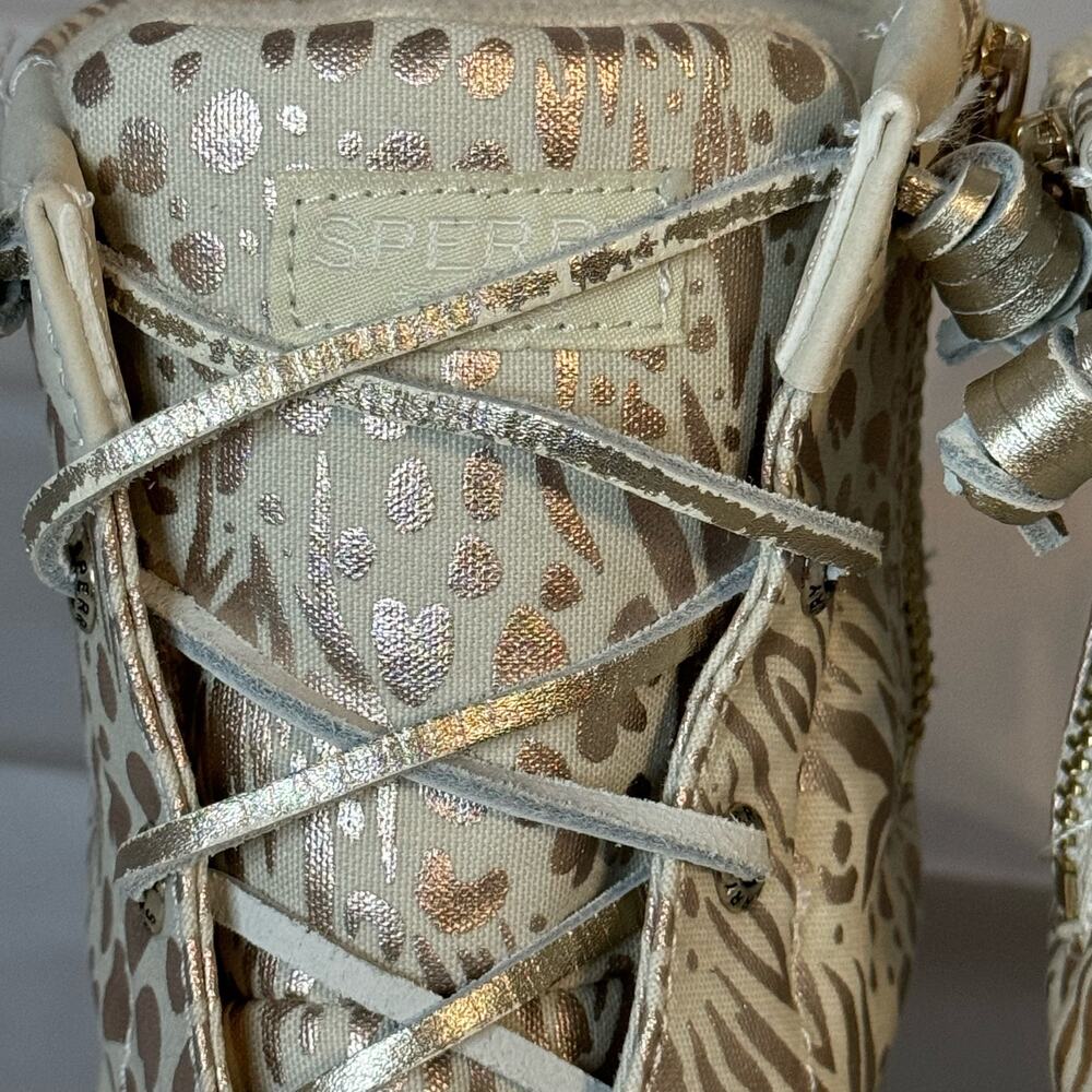 Sperry Women's Saltwater Waterproof Duck Boots Rain Boots Cream Gold Size 6M - Picture 6 of 9